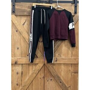 Polo Ralph Lauren Women's Double Knit Tech Spell Out Cropped Sweatshirt & Jogger